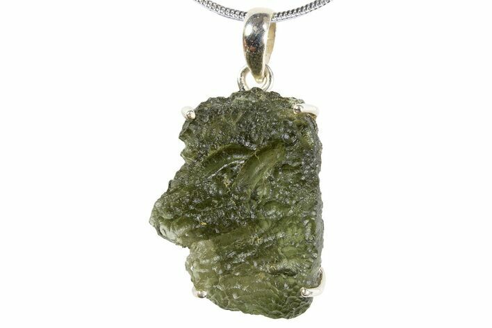 Green Moldavite Tektite Pendant ( g) - Czech Republic #300977